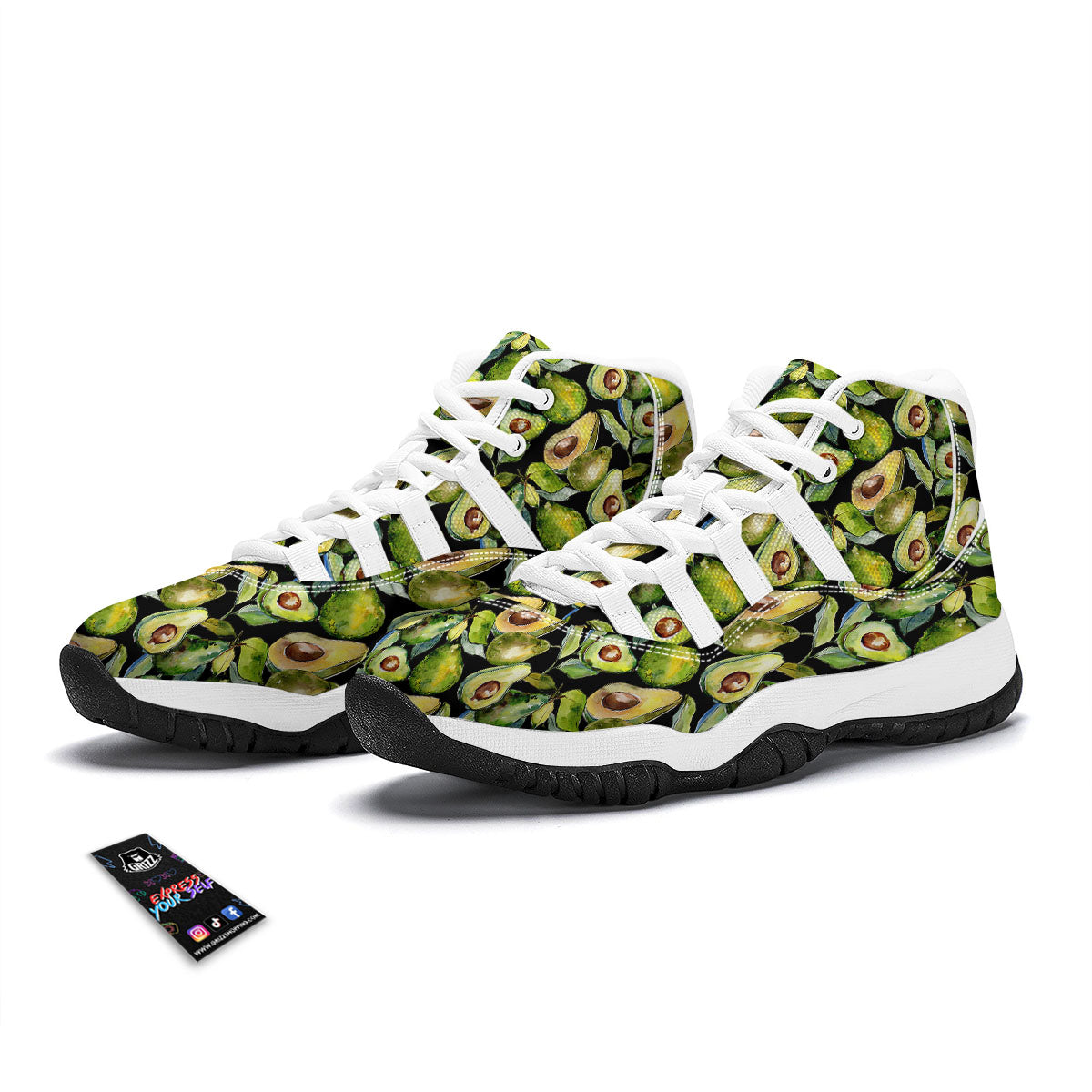 Black Avocado White Bball Shoes-grizzshop