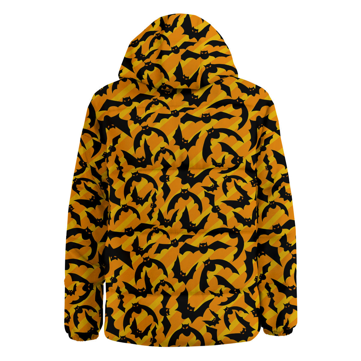 Black Bat And Orange Striped Print Pattern Down Jacket-grizzshop