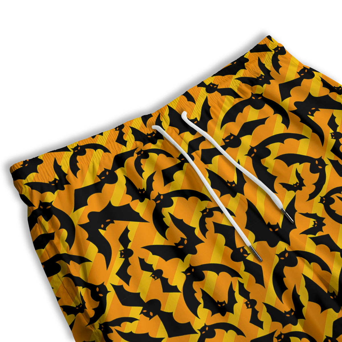 Black Bat And Orange Striped Print Pattern Men's Athletic Shorts