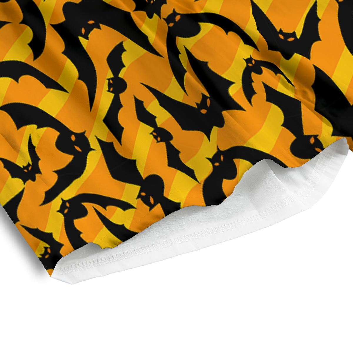 Black Bat And Orange Striped Print Pattern Men's Athletic Shorts