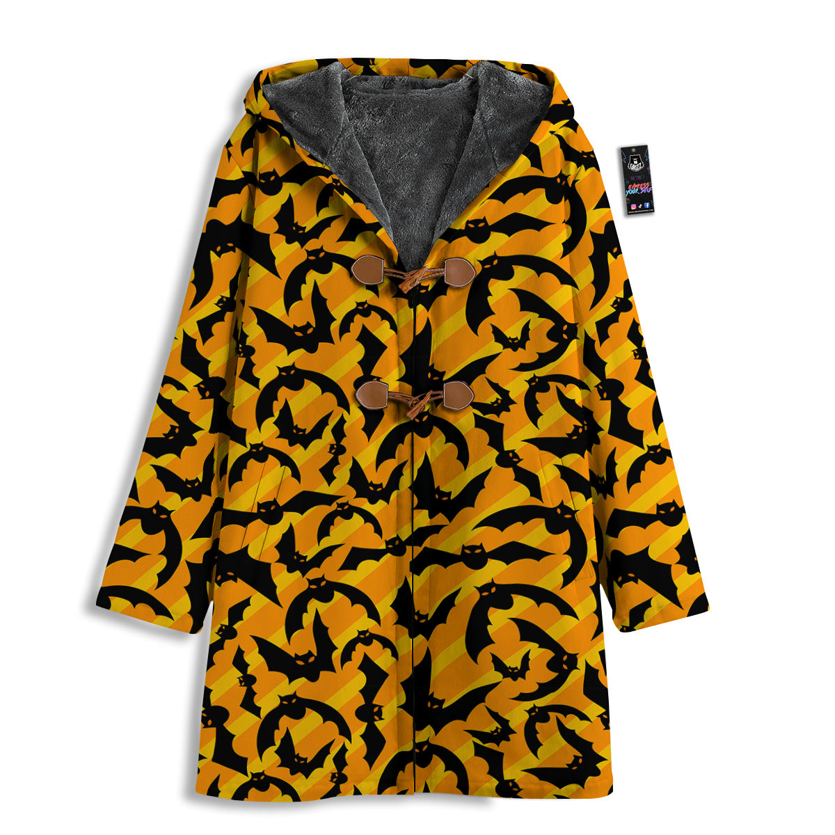 Black Bat And Orange Striped Print Pattern Men's Windbreaker Jacket-grizzshop