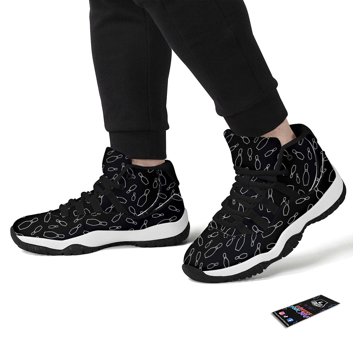 Black Bowling Pins Print Pattern Black Bball Shoes-grizzshop