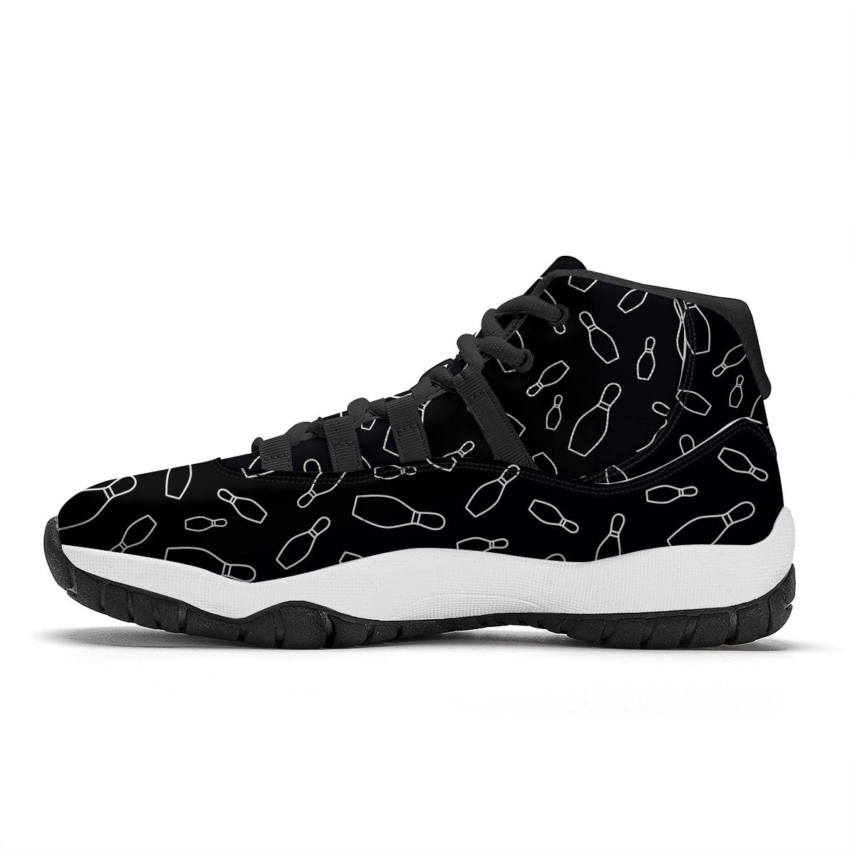 Black Bowling Pins Print Pattern Black Bball Shoes-grizzshop