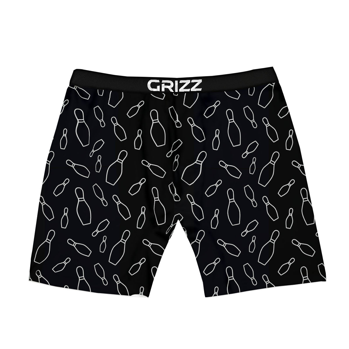 Black Bowling Pins Print Pattern Boxer Briefs-grizzshop