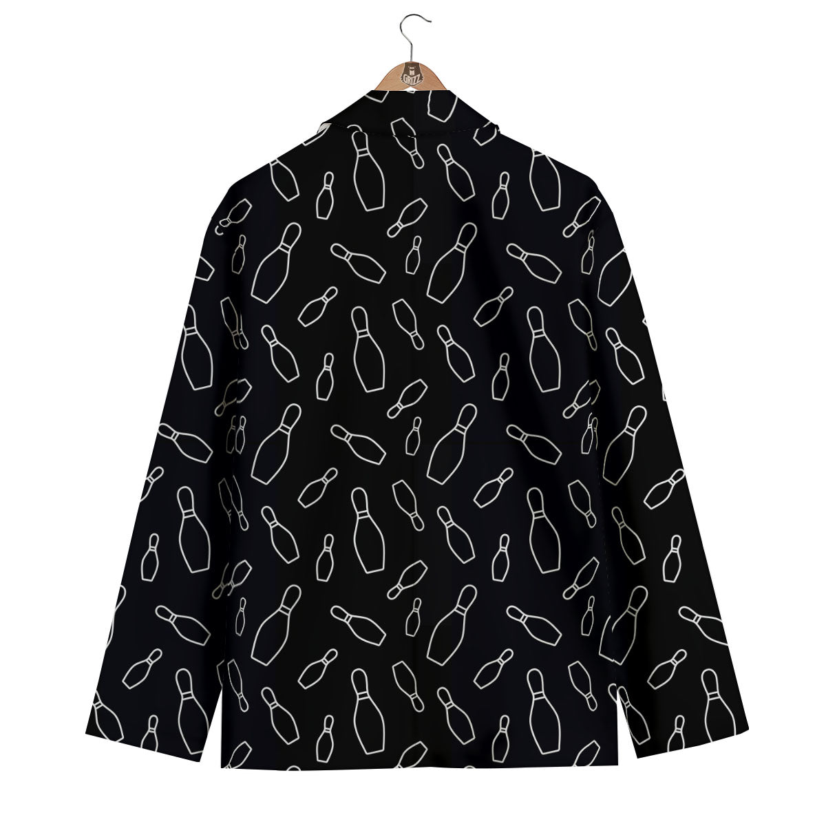 Black Bowling Pins Print Pattern Men's Blazer-grizzshop