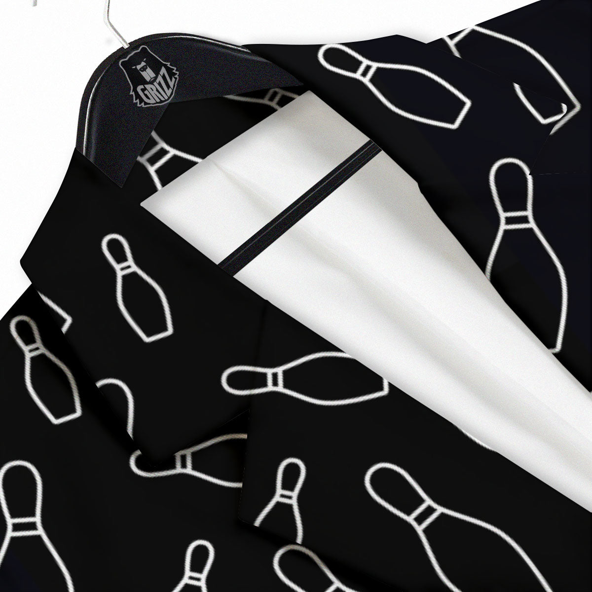Black Bowling Pins Print Pattern Men's Sport Coat-grizzshop