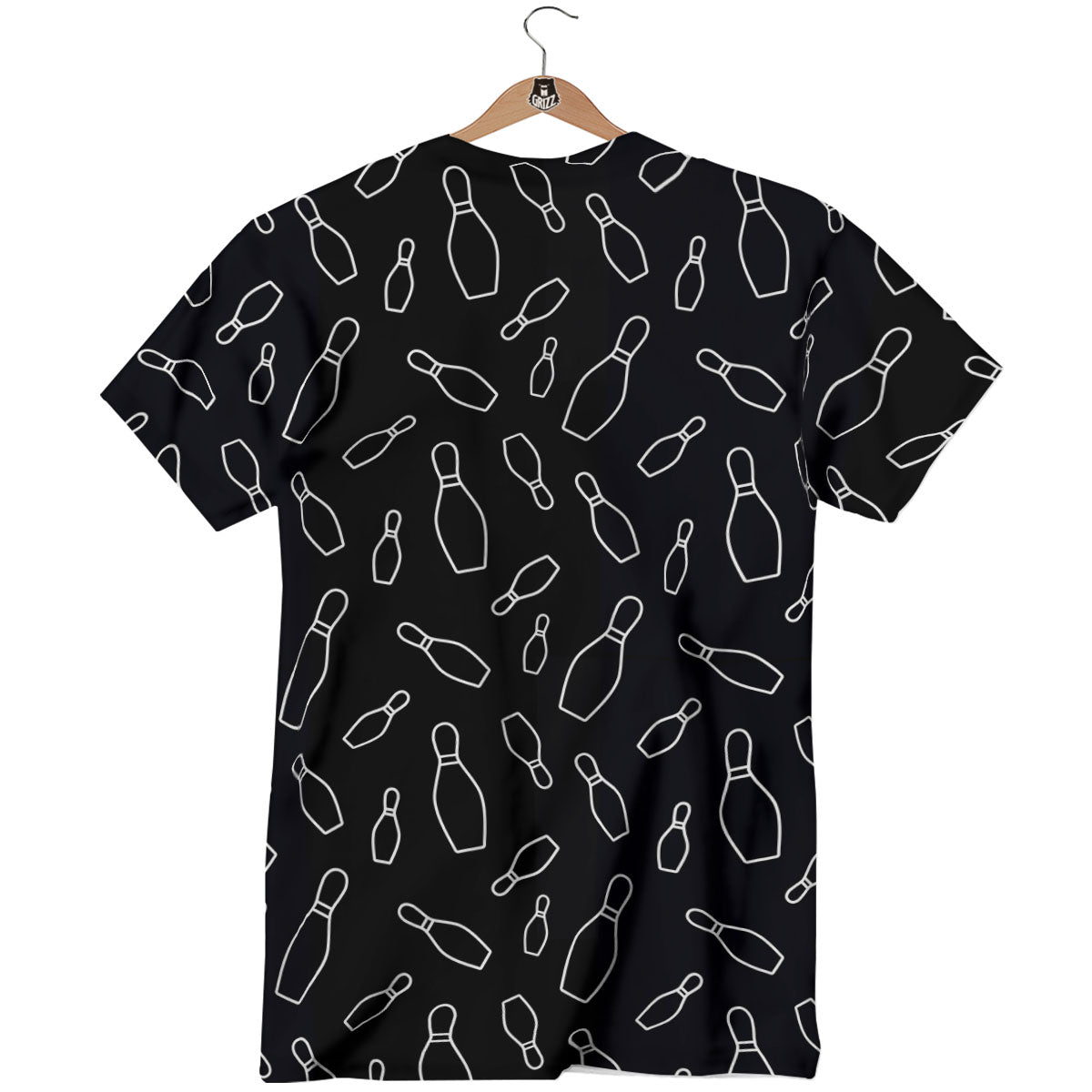 Black Bowling Pins Print Pattern T-Shirt-grizzshop