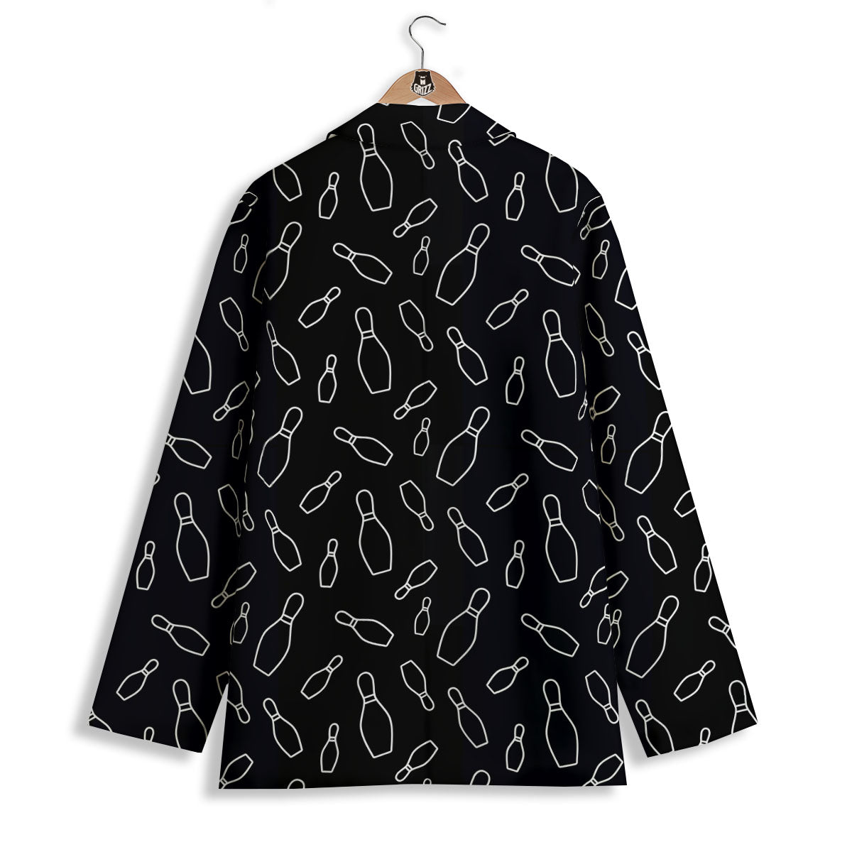 Black Bowling Pins Print Pattern Women's Blazer-grizzshop
