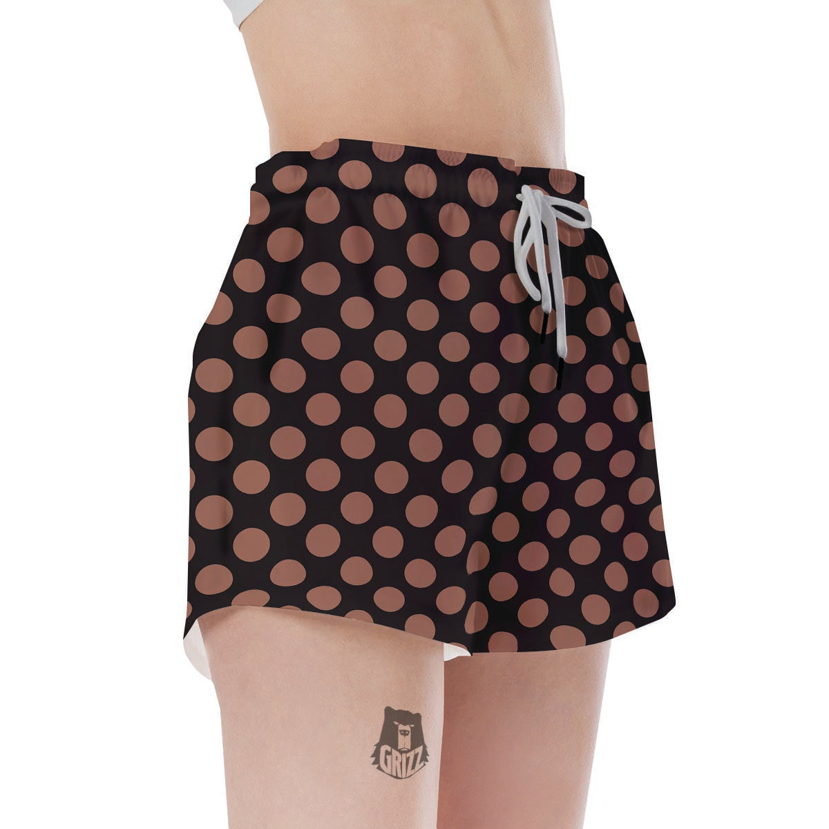 Black Brown Polka Dot Women's Shorts-grizzshop