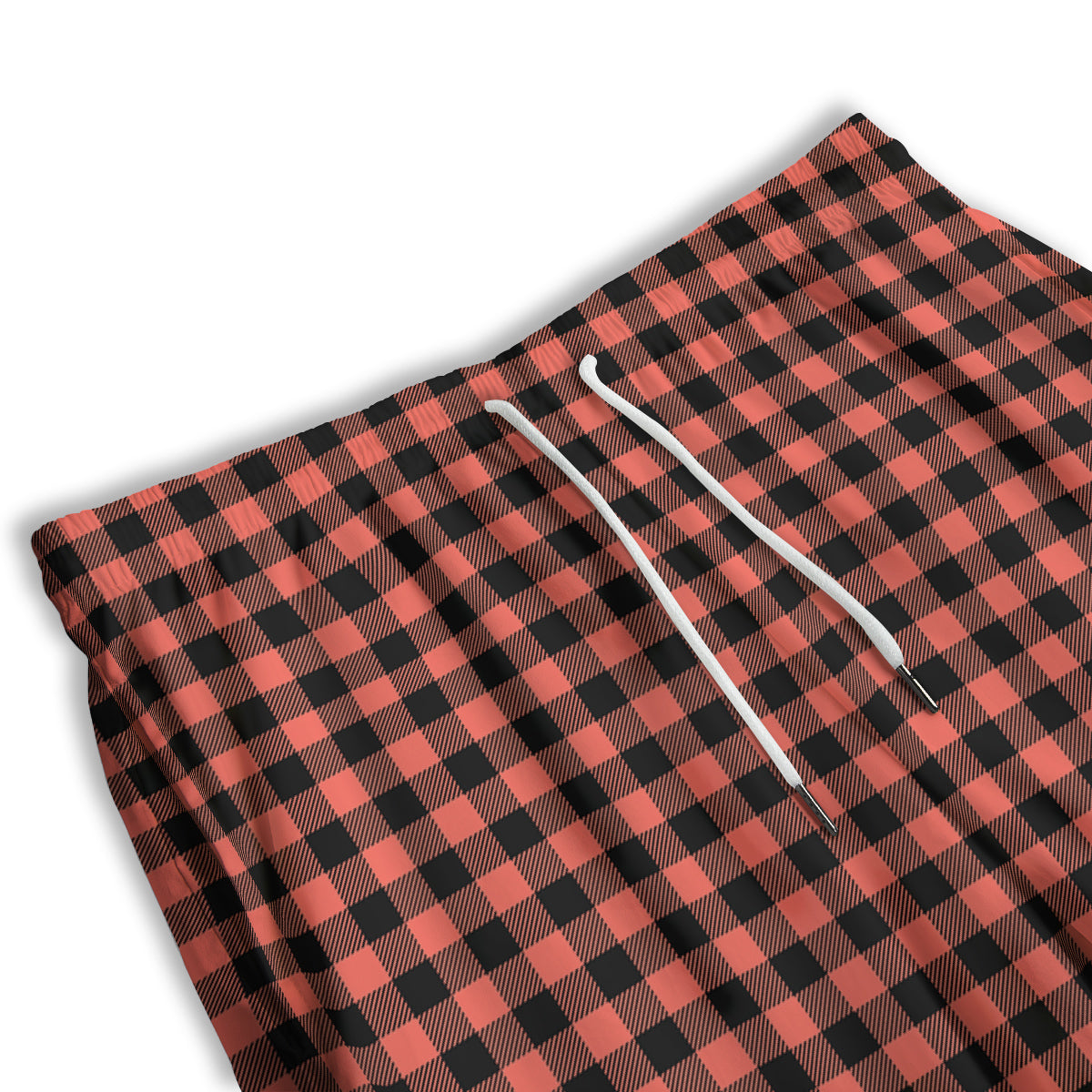 Black Buffalo Check And Coral Pink Print Men's Athletic Shorts