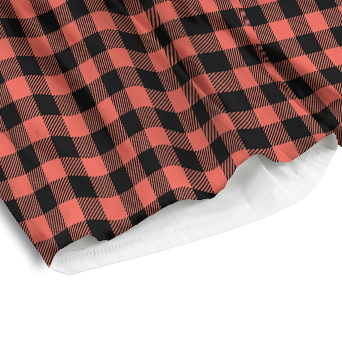 Black Buffalo Check And Coral Pink Print Men's Athletic Shorts