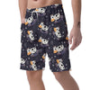 Black Cartoon Cow Print Men's Shorts-grizzshop