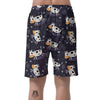 Black Cartoon Cow Print Men's Shorts-grizzshop