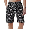 Black Cartoon Skull Men's Shorts-grizzshop