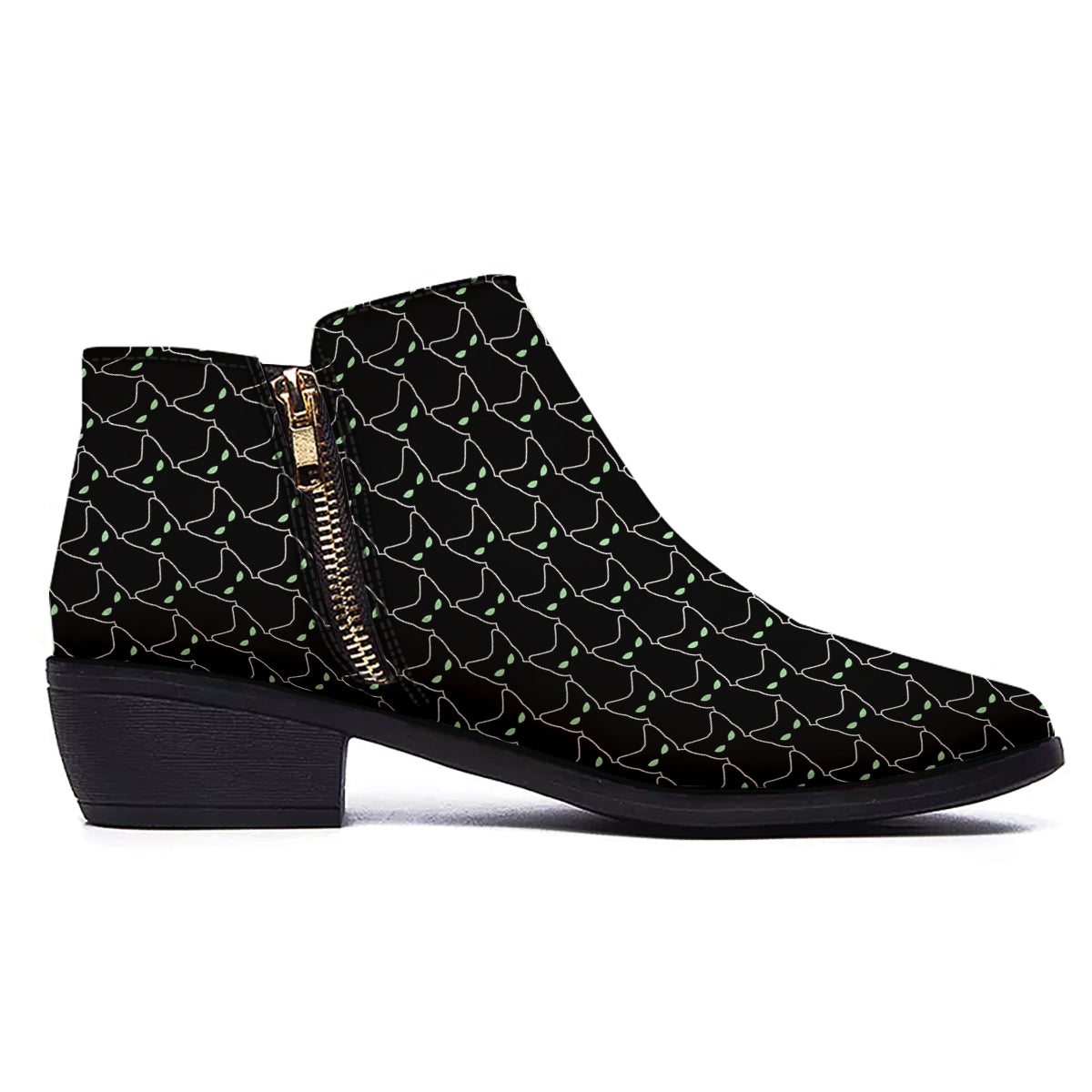 Black Cat Alien Print Pattern Ankle Boots-grizzshop