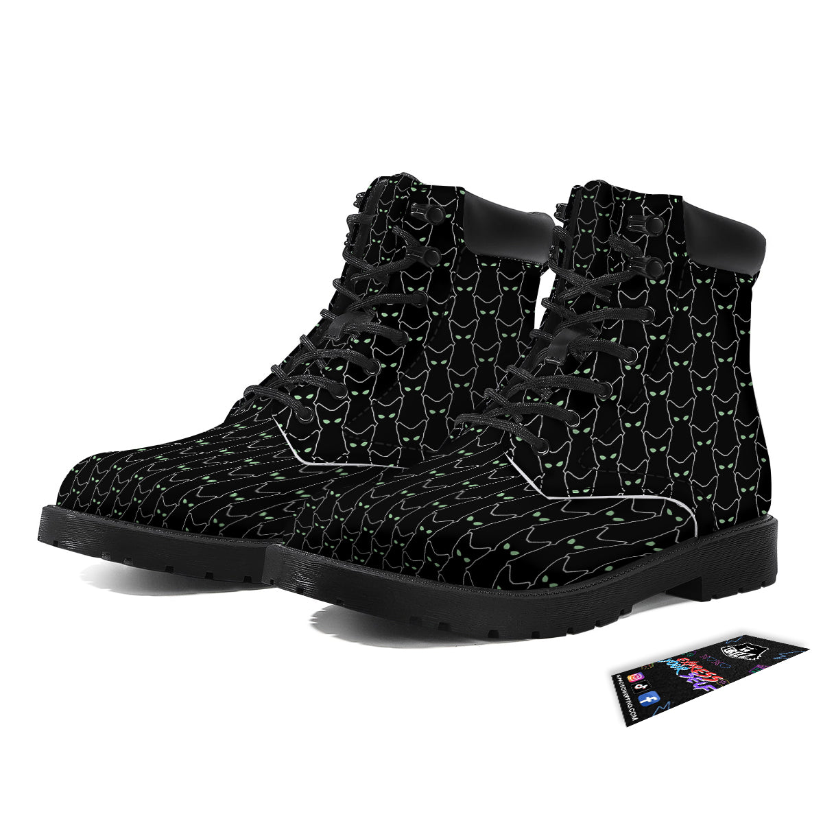Black Cat Alien Print Pattern Boots-grizzshop