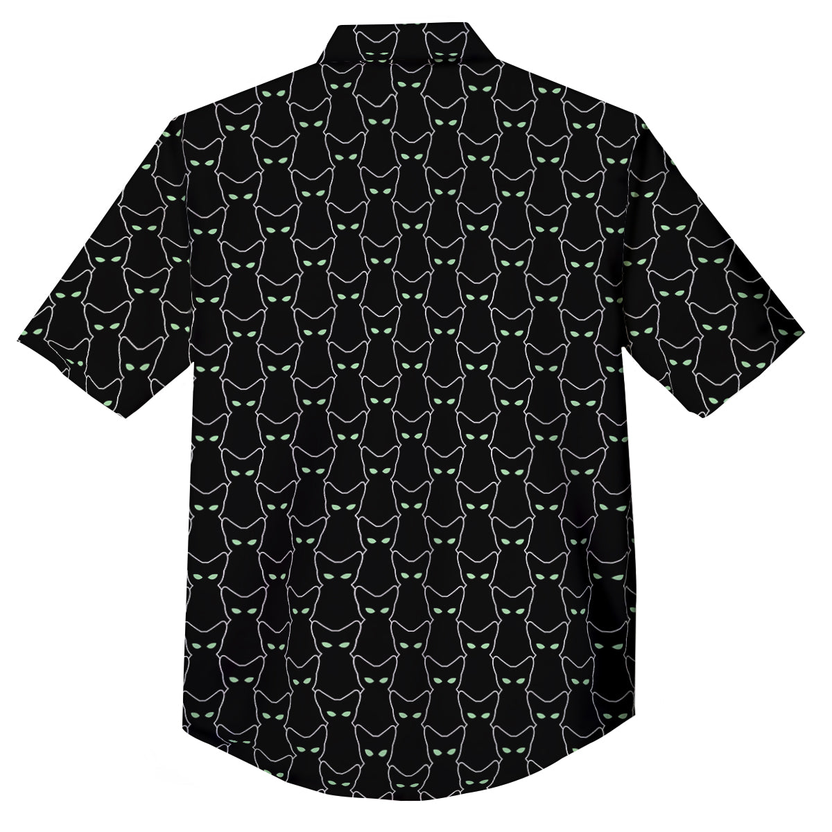 Black Cat Alien Print Pattern Button Up Shirt-grizzshop