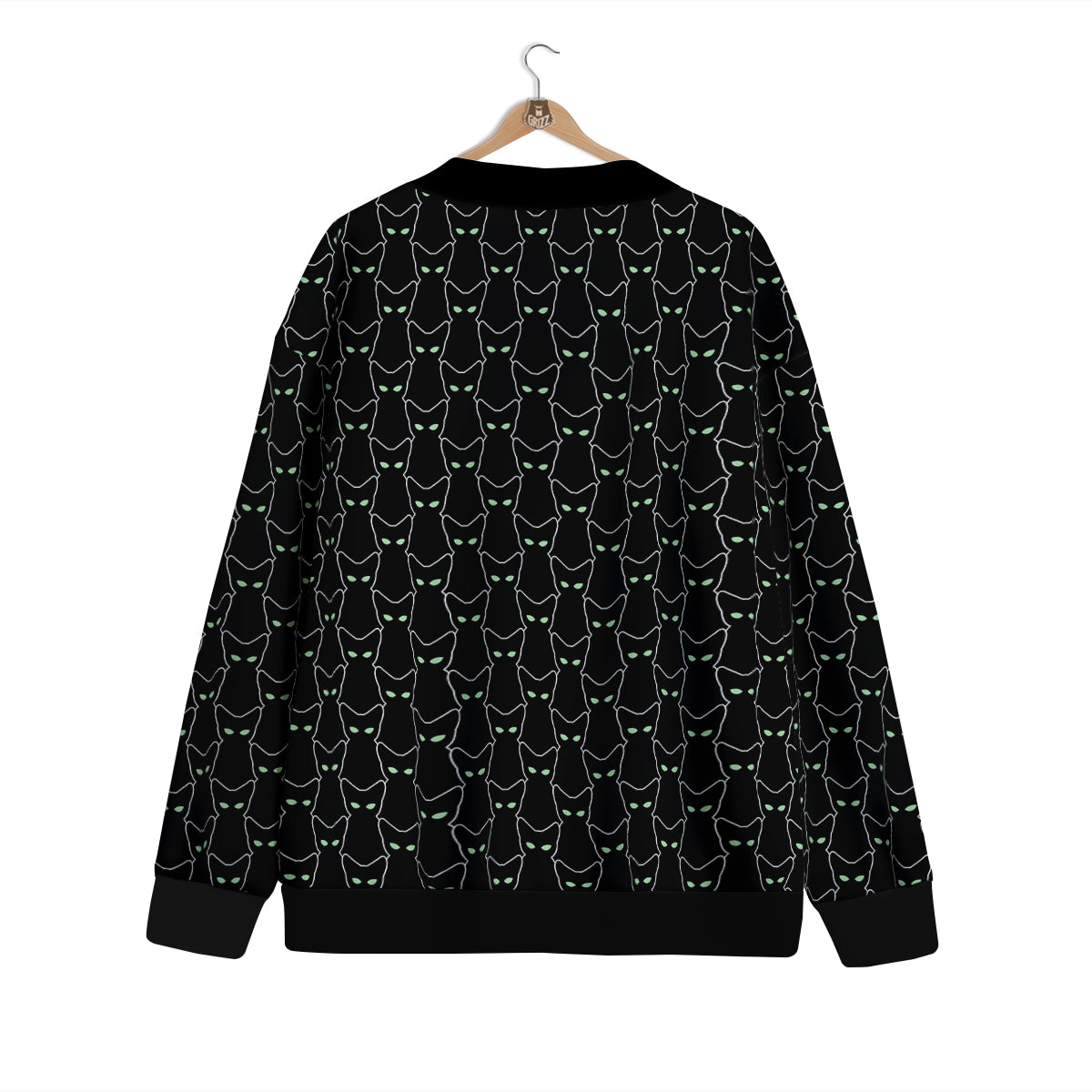 Black Cat Alien Print Pattern Cardigan-grizzshop