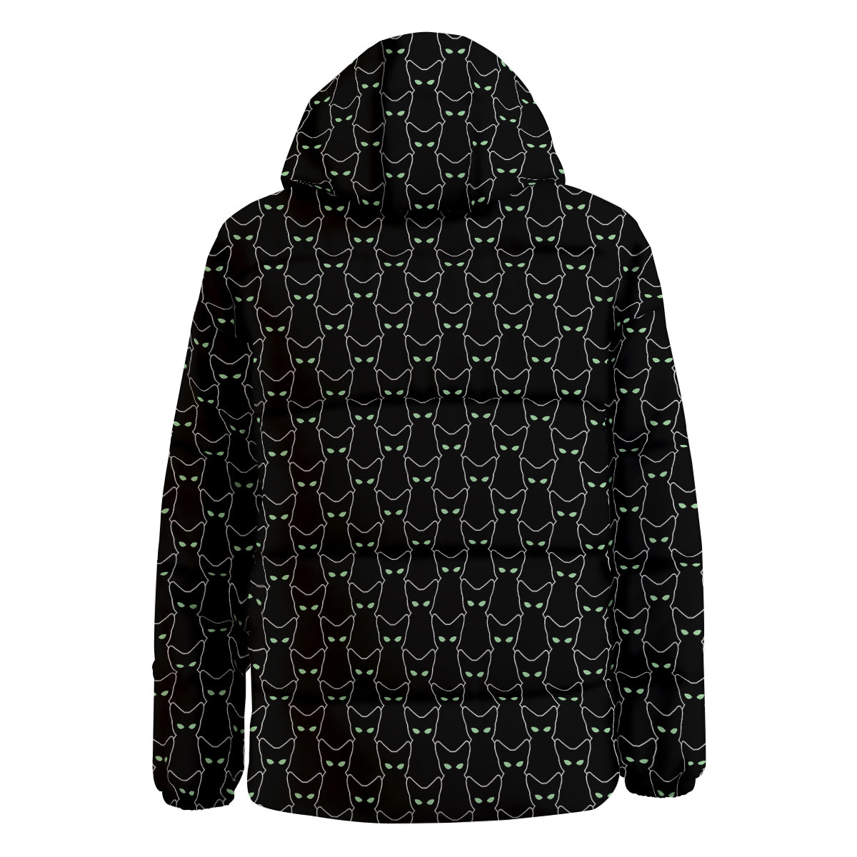 Black Cat Alien Print Pattern Down Jacket-grizzshop