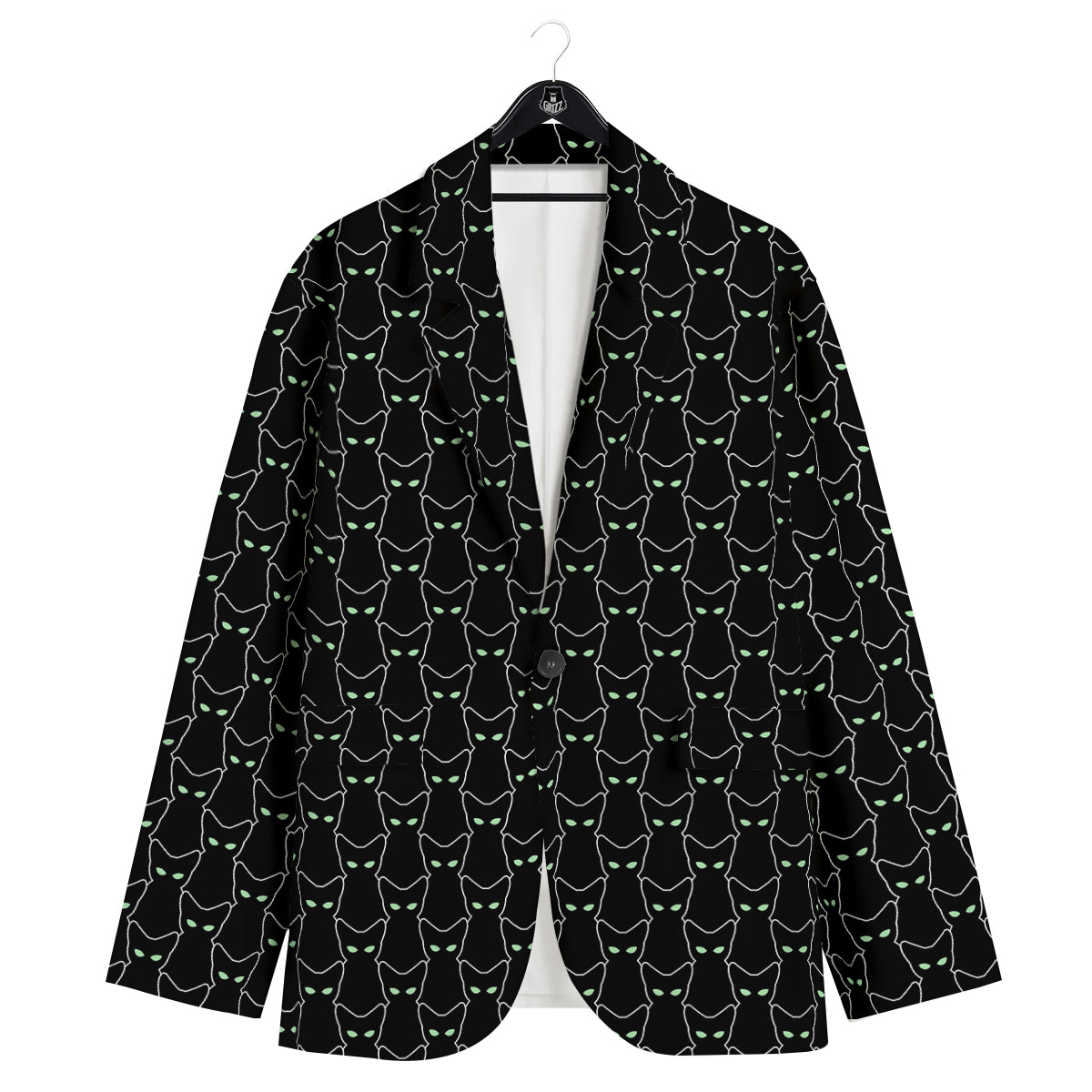 Black Cat Alien Print Pattern Men's Sport Coat-grizzshop