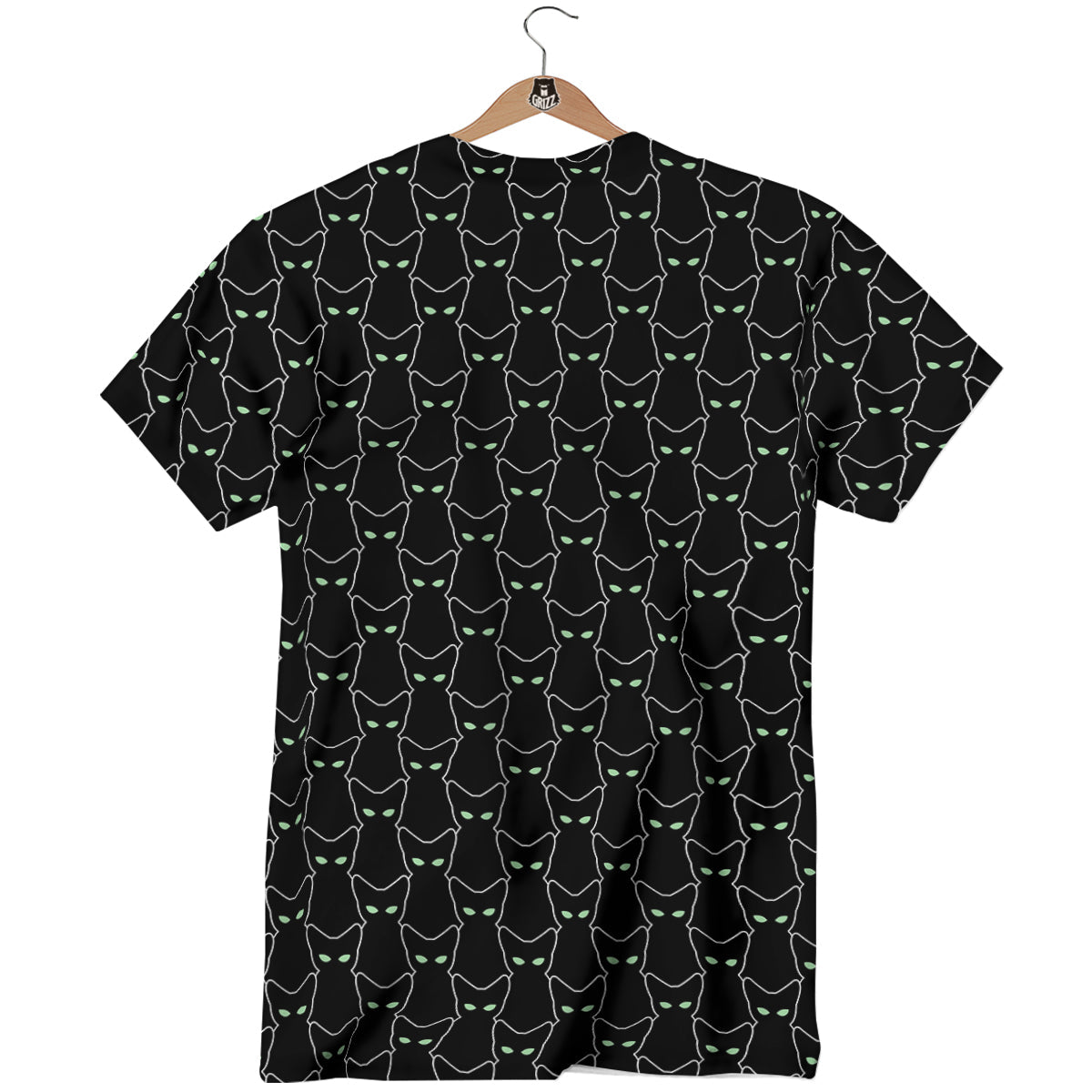 Black Cat Alien Print Pattern T-Shirt-grizzshop
