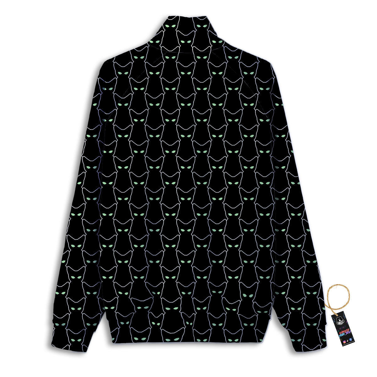 Black Cat Alien Print Pattern Track Jacket-grizzshop