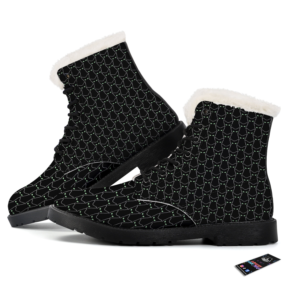 Black Cat Alien Print Pattern Winter Boots-grizzshop