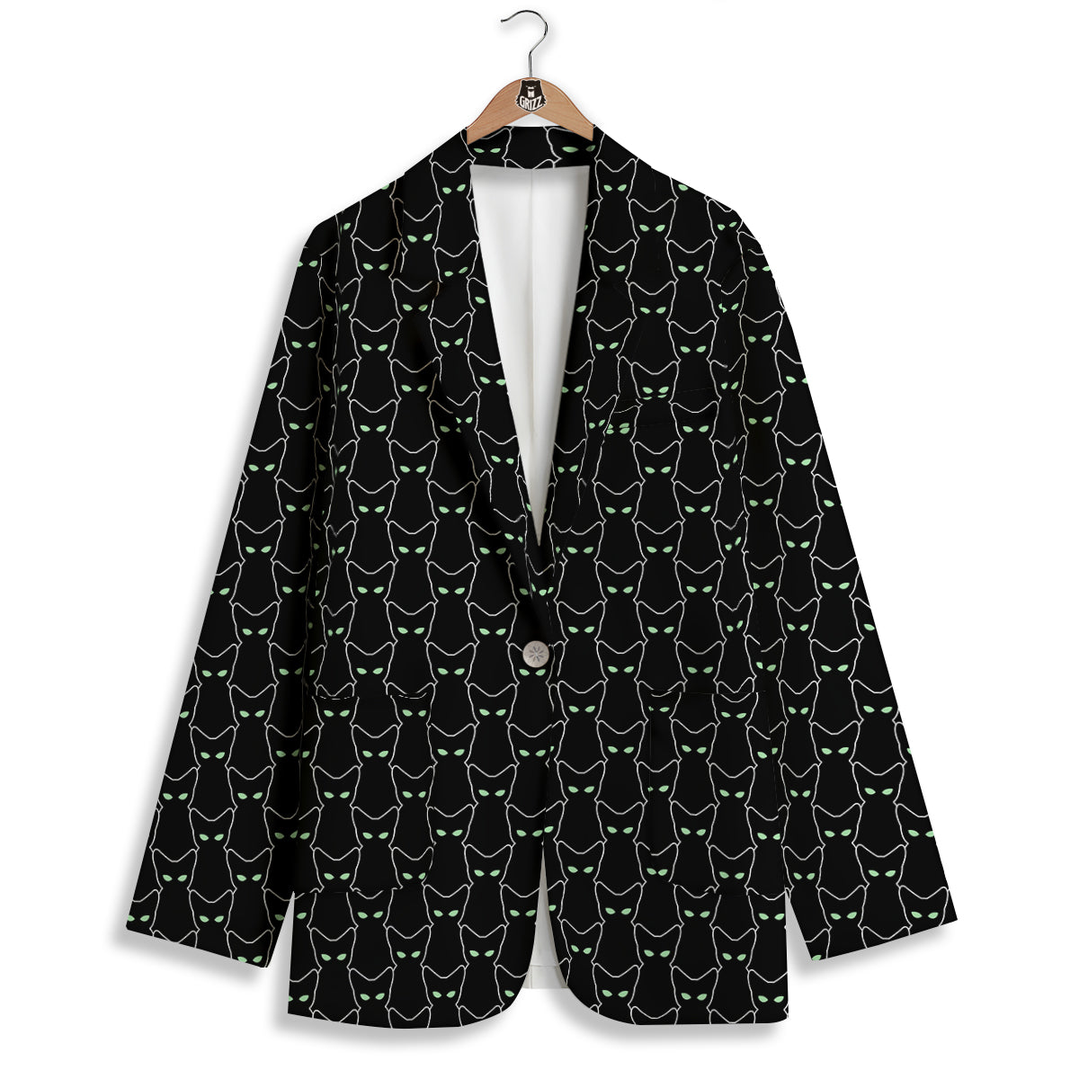 Black Cat Alien Print Pattern Women's Blazer-grizzshop