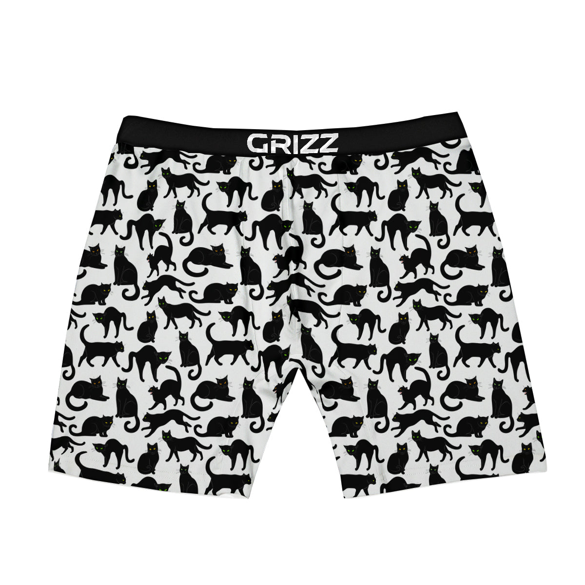 Black Cat And White Print Pattern Boxer Briefs-grizzshop