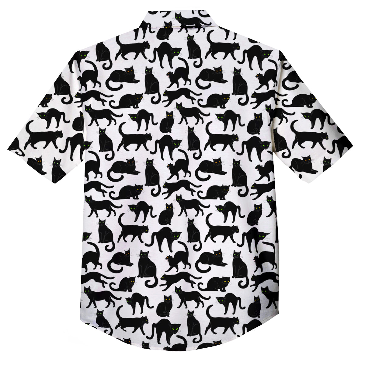 Black Cat And White Print Pattern Button Up Shirt-grizzshop