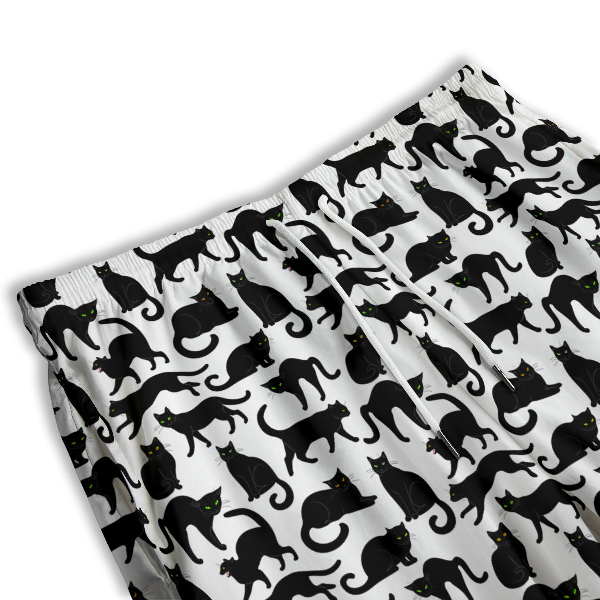 Black Cat And White Print Pattern Men's Athletic Shorts
