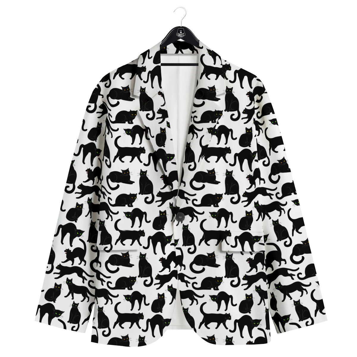 Black Cat And White Print Pattern Men's Sport Coat-grizzshop
