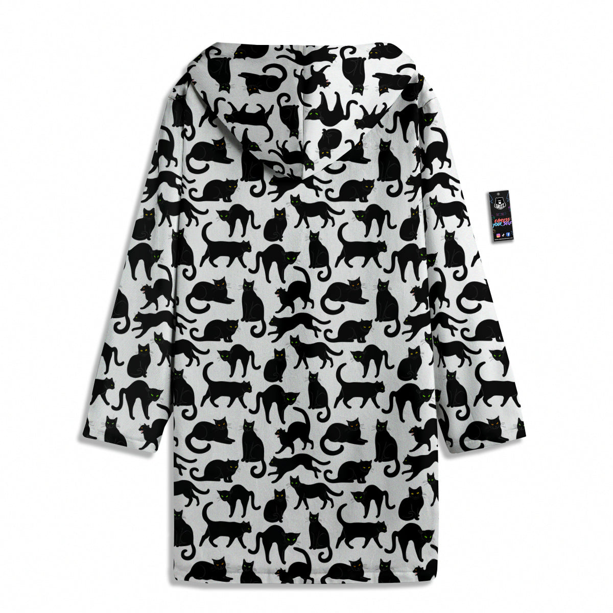 Black Cat And White Print Pattern Men's Windbreaker Jacket-grizzshop