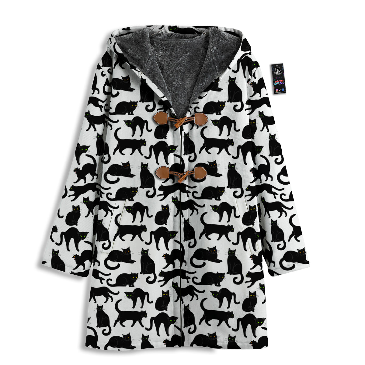 Black Cat And White Print Pattern Men's Windbreaker Jacket-grizzshop