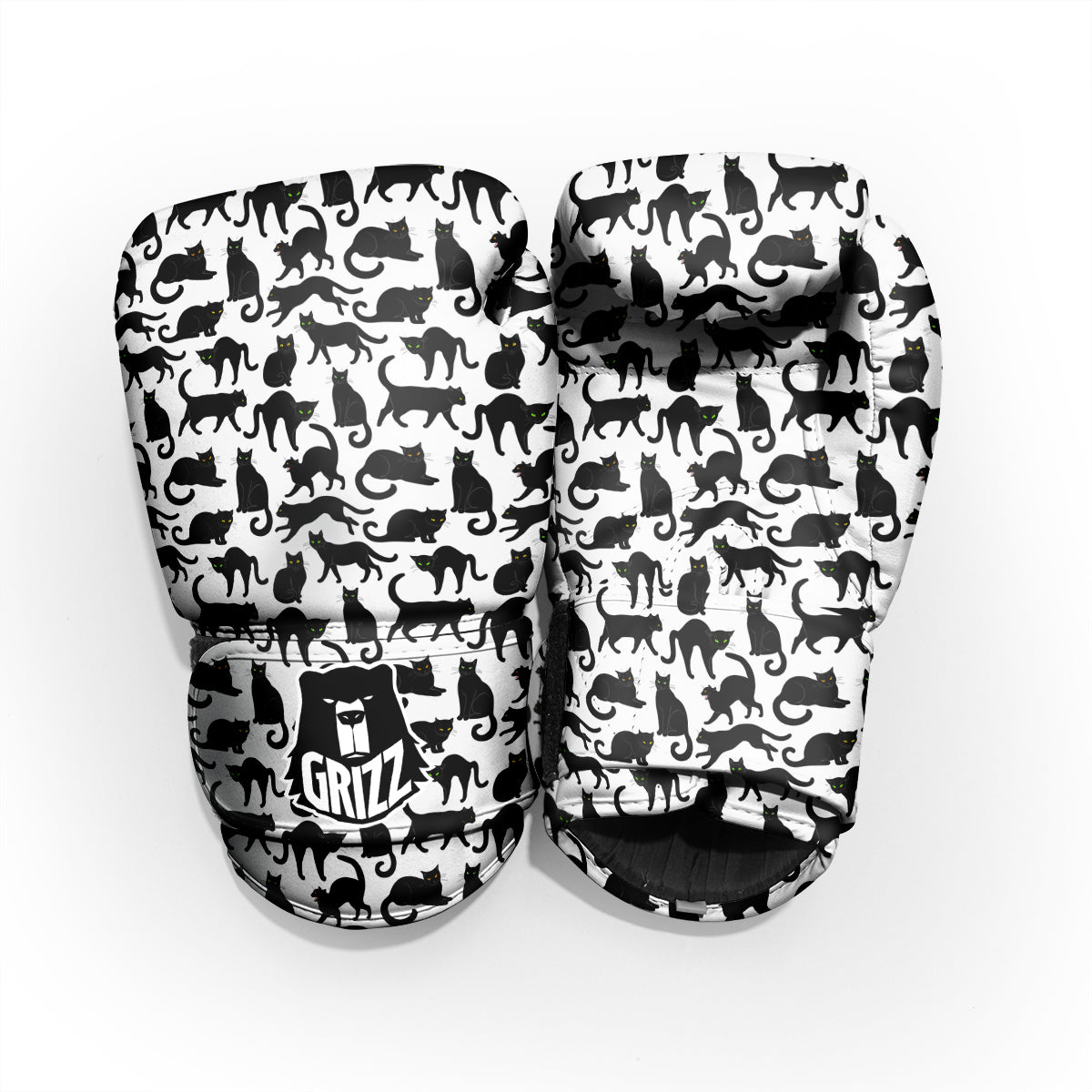 Black Cat And White Print Pattern Pro Boxing Glove