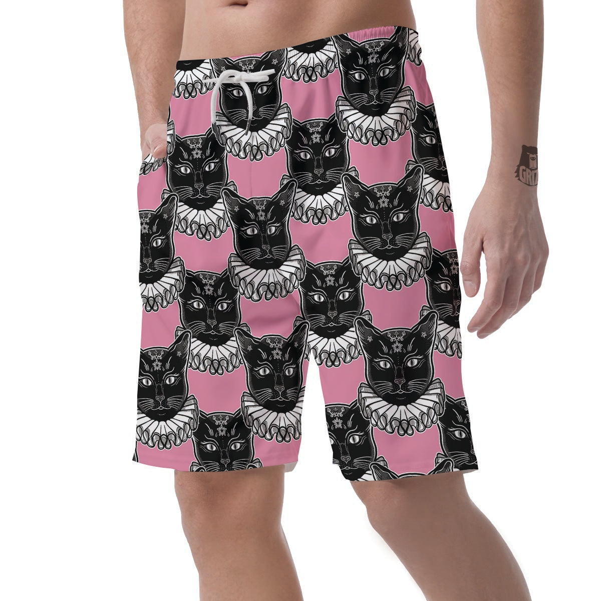 Black Cat Gothic Men's Shorts-grizzshop