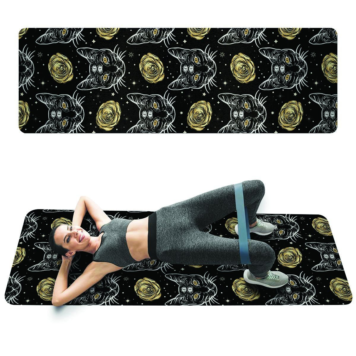 Black Cat Gothic Witch Thin Yoga Mat-grizzshop