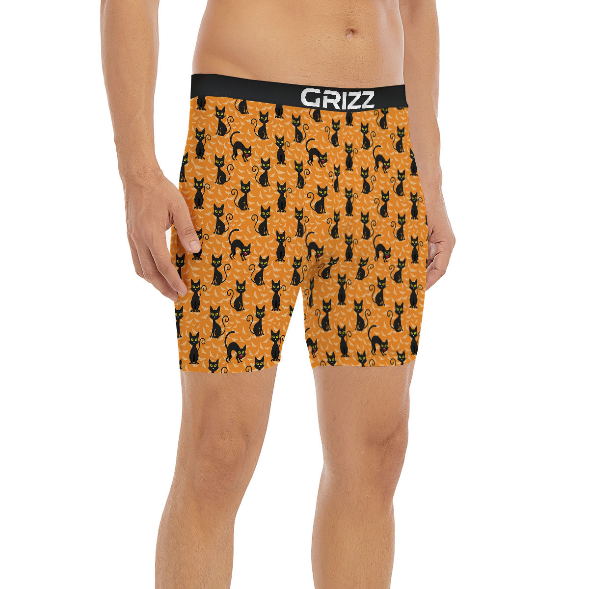 Black Cat Halloween Print Pattern Boxer Briefs-grizzshop