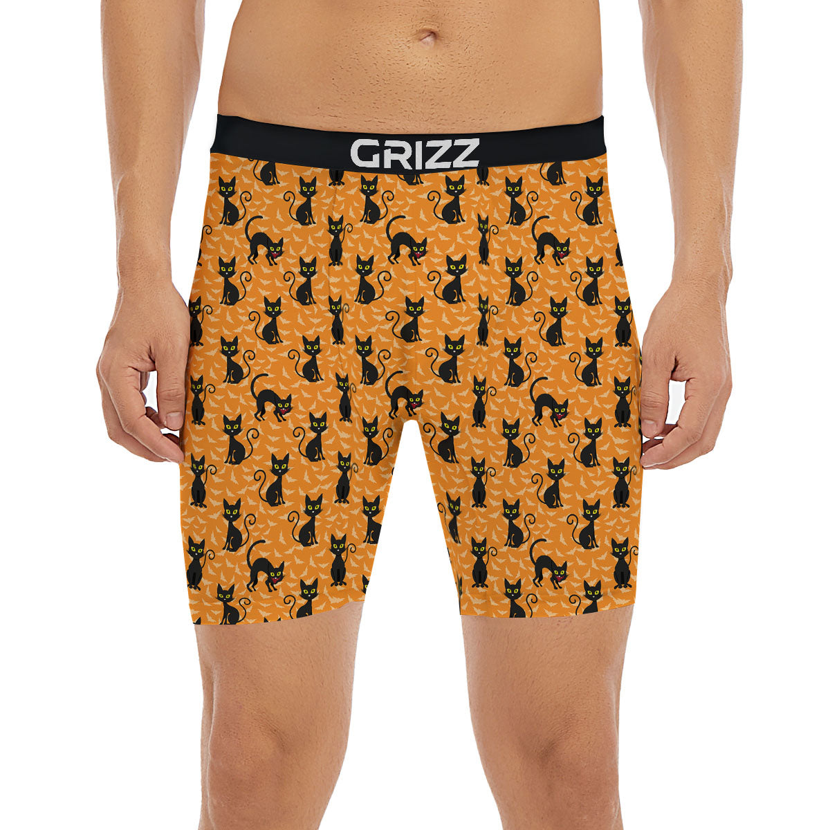 Black Cat Halloween Print Pattern Boxer Briefs-grizzshop