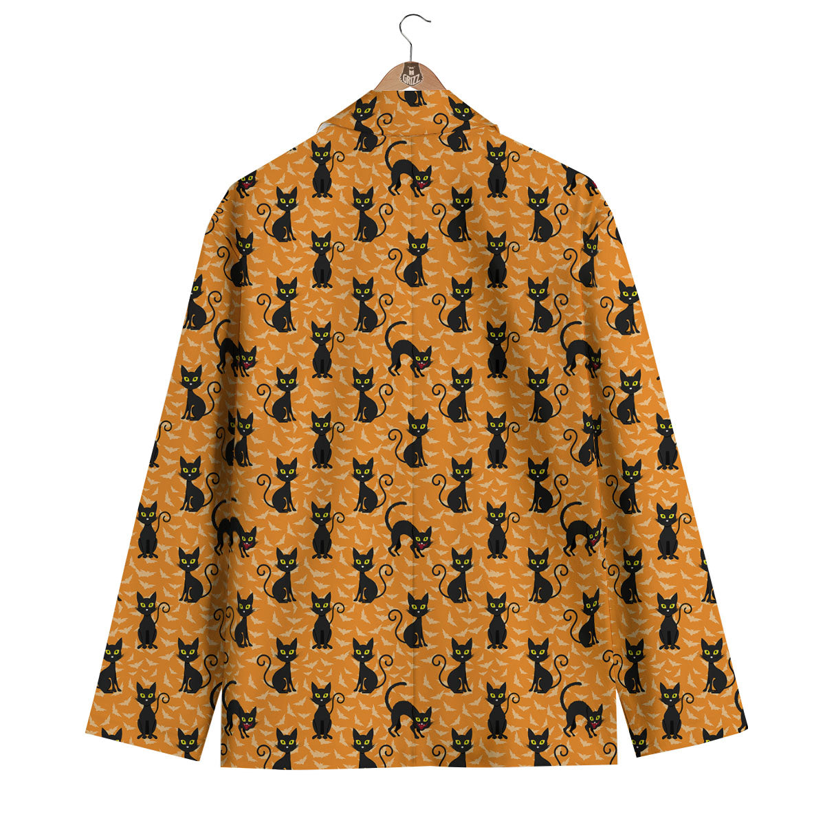 Black Cat Halloween Print Pattern Men's Blazer-grizzshop