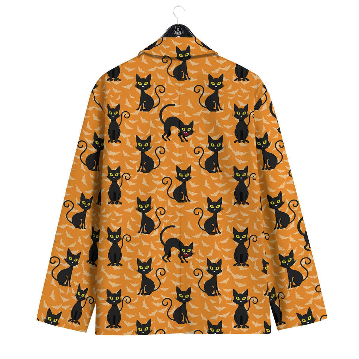 Black Cat Halloween Print Pattern Men's Sport Coat-grizzshop