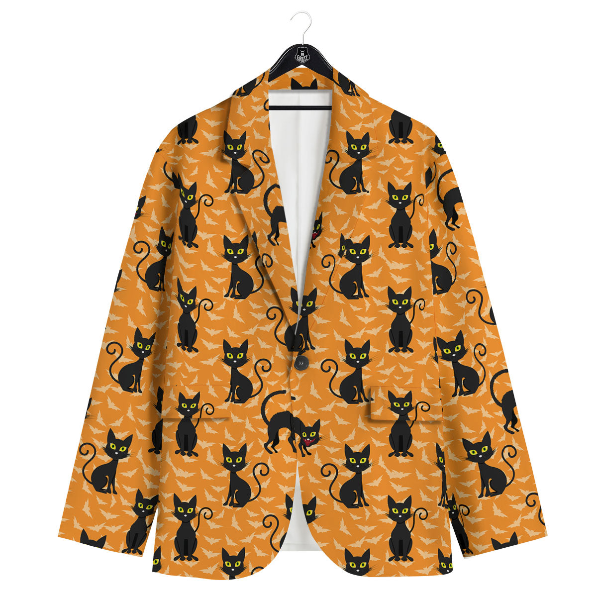 Black Cat Halloween Print Pattern Men's Sport Coat-grizzshop