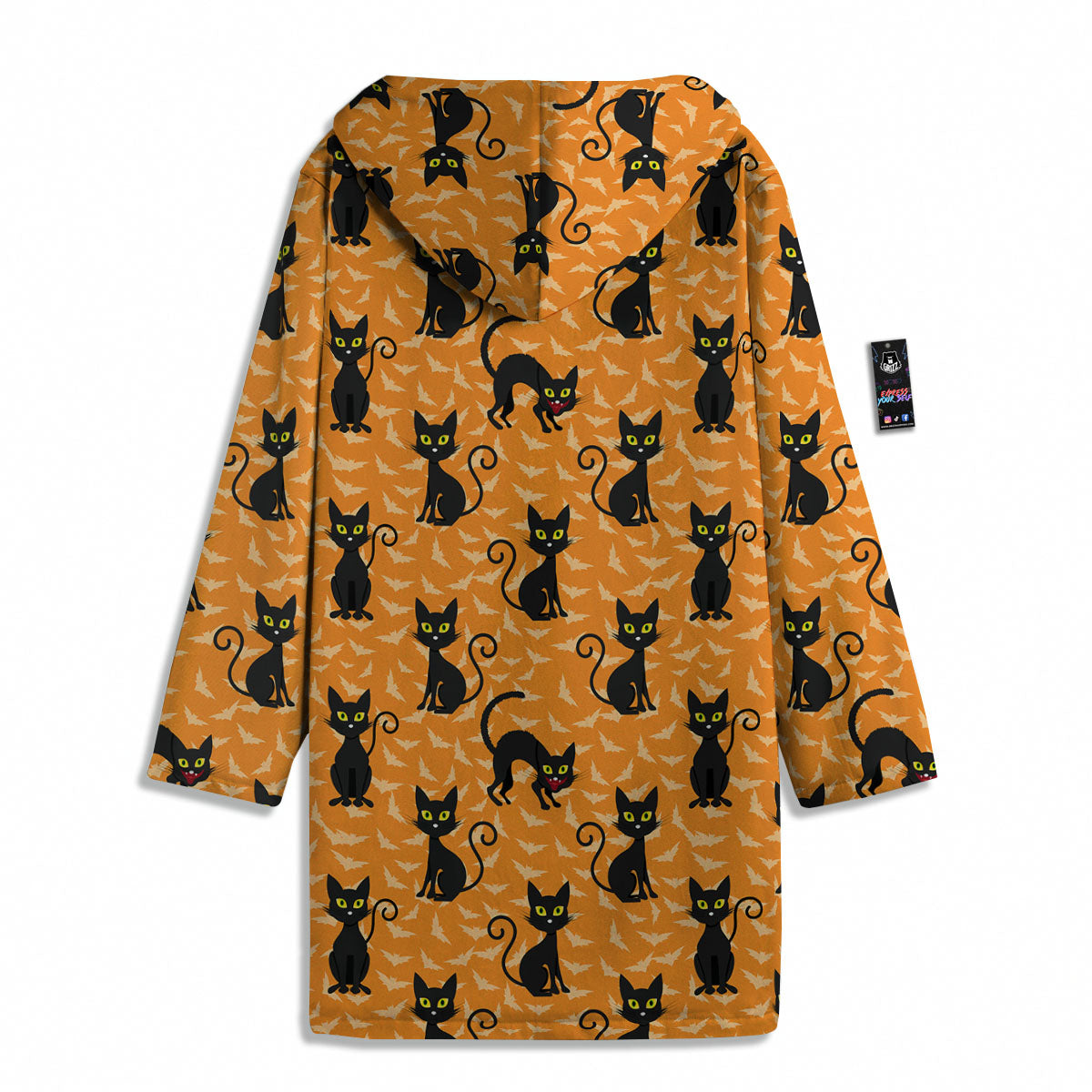 Black Cat Halloween Print Pattern Men's Windbreaker Jacket-grizzshop