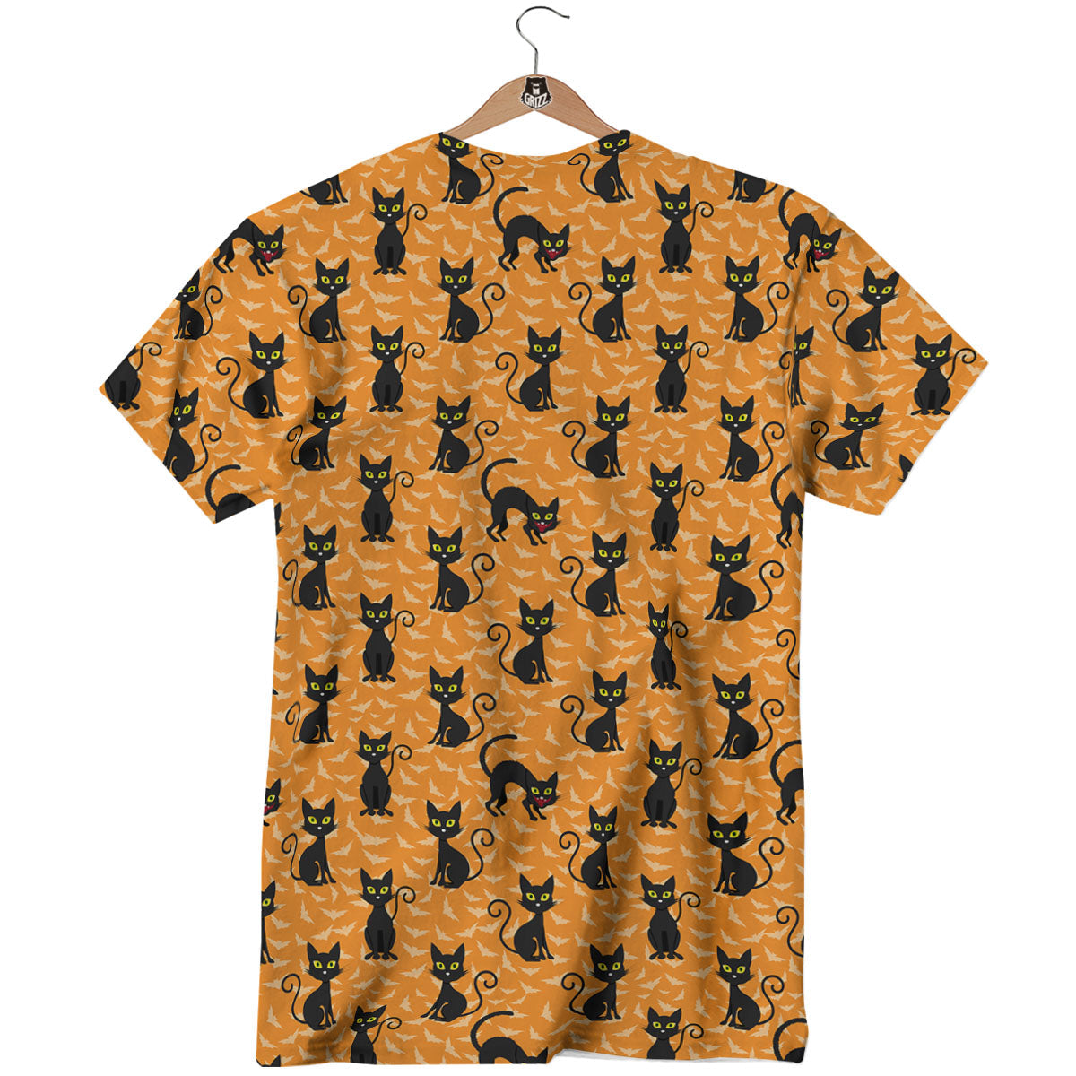 Black Cat Halloween Print Pattern T-Shirt-grizzshop
