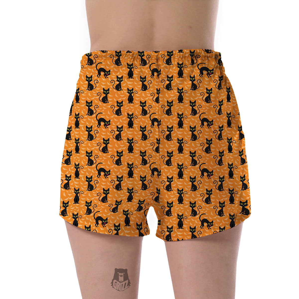 Black Cat Halloween Print Pattern Women's Shorts-grizzshop