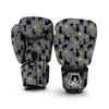 Black Cat Knit Pattern Print Boxing Gloves-grizzshop