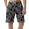 Black Cat Knit Pattern Print Men's Shorts-grizzshop