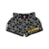 Black Cat Knit Pattern Print Muay Thai Boxing Shorts-grizzshop