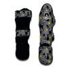 Black Cat Knit Pattern Print Muay Thai Shin Guards-grizzshop