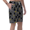 Black Cat Knit Print Men's Shorts-grizzshop